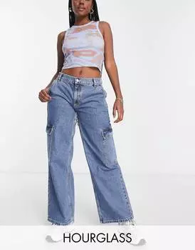 Синие джинсы карго с заниженной талией ASOS DESIGN Hourglass