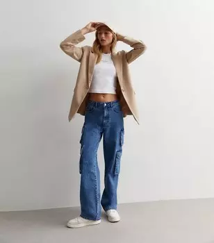 Синие джинсы карго со средней посадкой New Look, синий