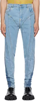 Синие джинсы Mugler со спиральной застежкой