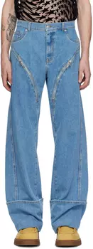 Синие джинсы на молнии Mugler, цвет Medium blue