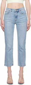 Синие джинсы OG с высокой посадкой и зауженными бретелями Alexander Wang, Vintage faded indigo