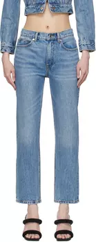 Синие джинсы OG с высокой посадкой и зауженными бретелями Alexander Wang, Vintage light indigo