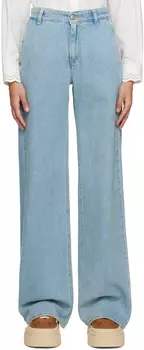 Синие джинсы оверсайз MM6 Maison Margiela