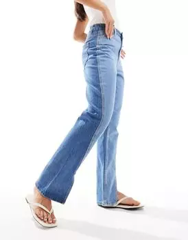 Синие джинсы прямого кроя из смешанного денима YAS