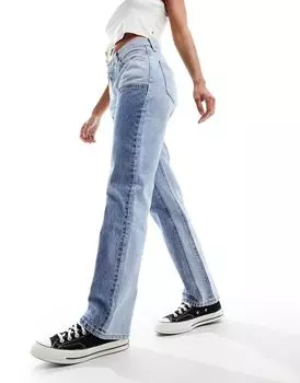Синие джинсы прямого кроя в стиле 90-х годов Levi's 501 Light Wash со вставками
