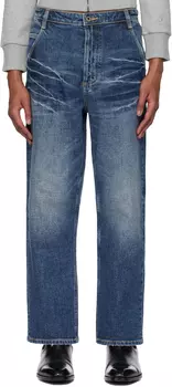 Синие джинсы прямого покроя Fax Copy Express