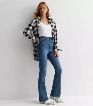 Синие джинсы Quinn Bootcut с увеличенной талией New Look, синий