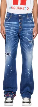 Синие джинсы Roadie с цветочным принтом Dsquared2