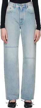 Синие джинсы с 5 карманами MM6 Maison Margiela, светло-голубой