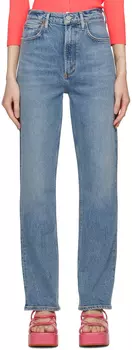 Синие джинсы с дымоходом AGOLDE