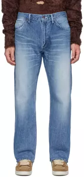 Синие джинсы с изображением обезьяньей головы BAPE