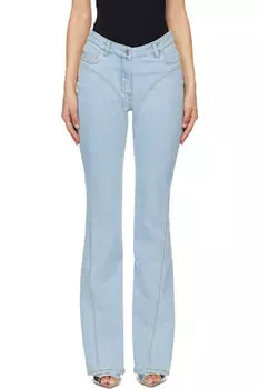 Синие джинсы с изогнутым швом Mugler