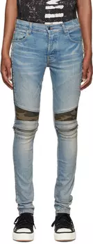 Синие джинсы с камуфляжным принтом MX2 AMIRI