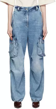 Синие джинсы с карманами-карго MSGM