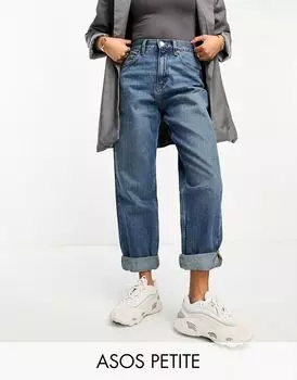 Синие джинсы с напуском ASOS DESIGN Petite