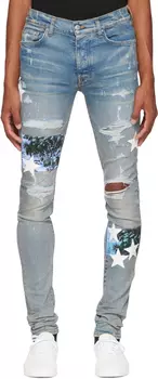 Синие джинсы с нашивками Star Art AMIRI