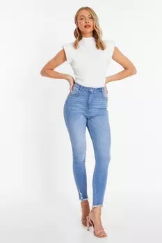 Синие джинсы с отделкой из денима Diamante QUIZ Clothing