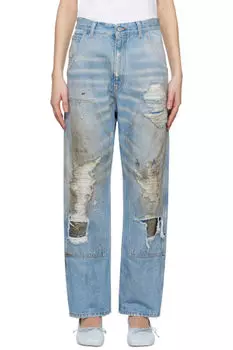 Синие джинсы с пятью карманами MM6 Maison Margiela
