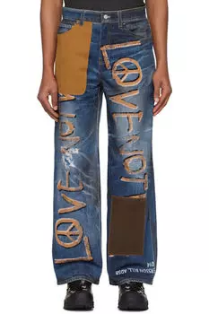 Синие джинсы с принтом «Love» и эффектом trompe l'oeil Andersson Bell