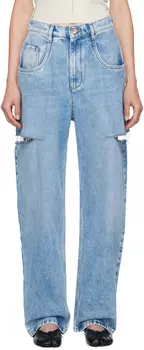 Синие джинсы с разрезом Maison Margiela, Denim