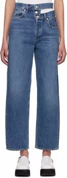 Синие джинсы с рваным поясом AGOLDE