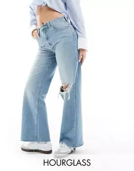 Синие джинсы с рваными краями ASOS Hourglass Dad