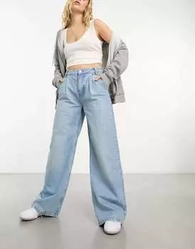 Синие джинсы с широкими штанинами и складками спереди ASOS Design