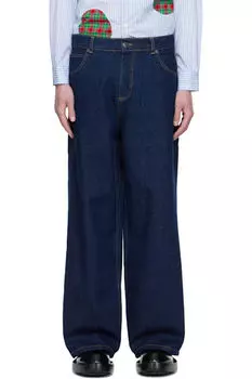 Синие джинсы с широкими штанинами и трикотажными заплатками Charles Jeffrey LOVERBOY