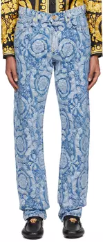 Синие джинсы с силуэтом Barocco Versace