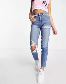 Синие джинсы с суперпрорезями Topshop Mom