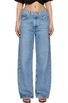 Синие джинсы с заниженной талией AGOLDE