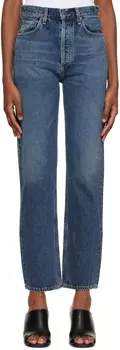 Синие джинсы с завышенной талией в стиле 90-х AGOLDE
