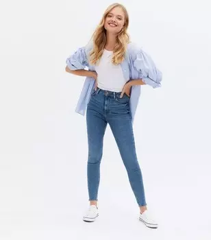 Синие джинсы скинни Lift & Shape Jenna New Look, синий