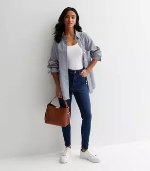 Синие джинсы скинни Lift & Shape Jenna Petite New Look, синий