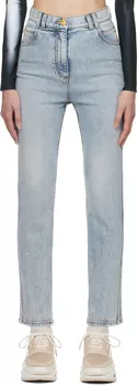 Синие джинсы скинни с эффектом потертости Balmain