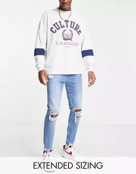 Синие джинсы скинни с крупными прорезями на коленях ASOS DESIGN
