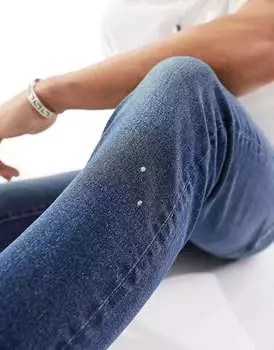 Синие джинсы скинни с лакокрасочными деталями ASOS