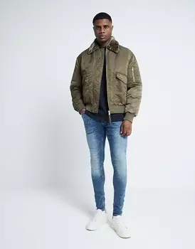 Синие джинсы скинни с напылением River Island - средние