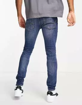 Синие джинсы скинни с потертостями Jack & Jones Intelligence Liam