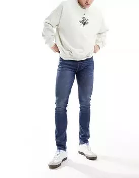 Синие джинсы скинни средней длины ASOS