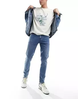 Синие джинсы скинни средней длины ASOS