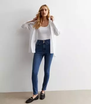 Синие джинсы скинни Yazmin с высокой талией New Look, синий