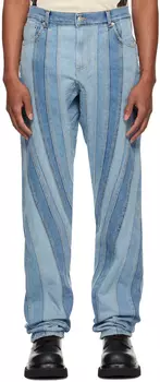 Синие джинсы со спиральной застежкой Mugler, цвет Medium blue