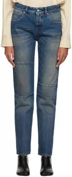 Синие джинсы со вставками MM6 Maison Margiela
