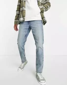Синие джинсы средней потертости ASOS DESIGN Cone Mill Denim