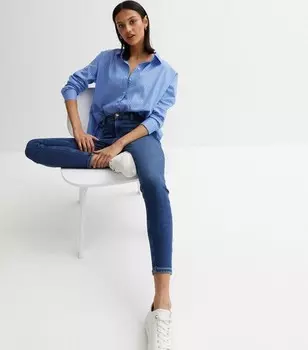 Синие джинсы суперскинни Hallie с высокой талией New Look, синий