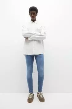 Синие джинсы суперскинни Pull&Bear, синий