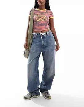 Синие джинсы свободного кроя со средней посадкой Weekday Rail