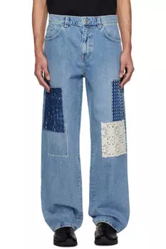 Синие джинсы свободного кроя в стиле пэчворк Axel Arigato
