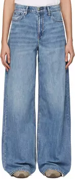 Синие джинсы «The Sofie» с высокой посадкой и ультраширокими штанинами rag & bone, Beverly